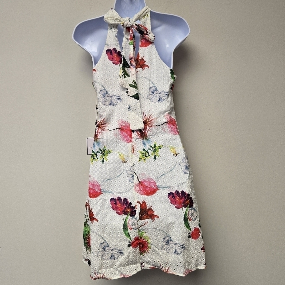 Laundry by Shelli Segal Floral Eyelet Halter Dress White 0 - Picture 5 of 13